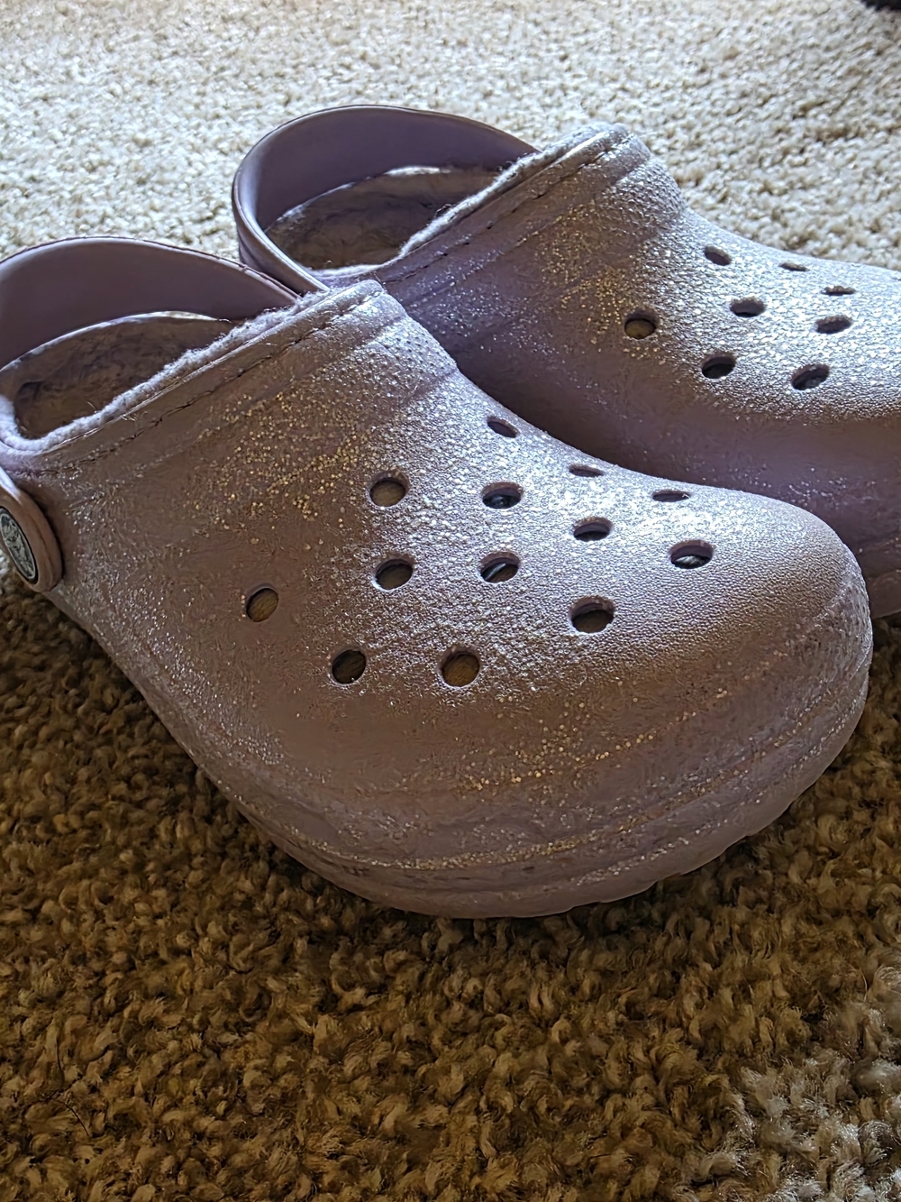 CROCS Kids Glitter Lined Clogs - Lavender Pink